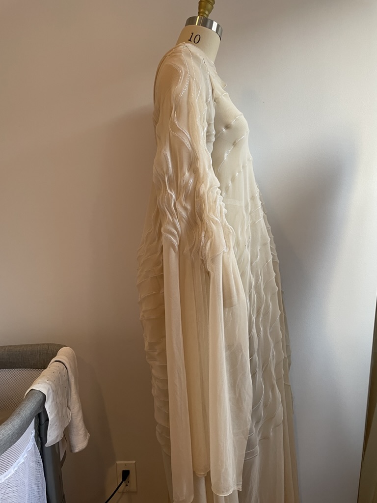 Warp texture drape study on dress form